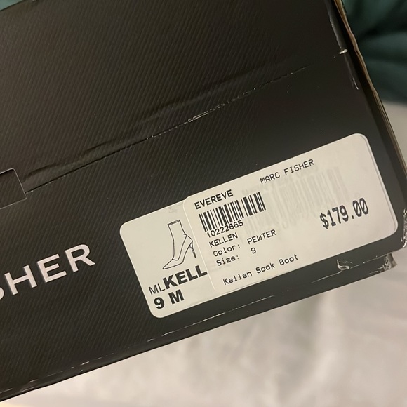 Marc Fisher heeled sock bootie in glitter pewter- worn once - Picture 6 of 9